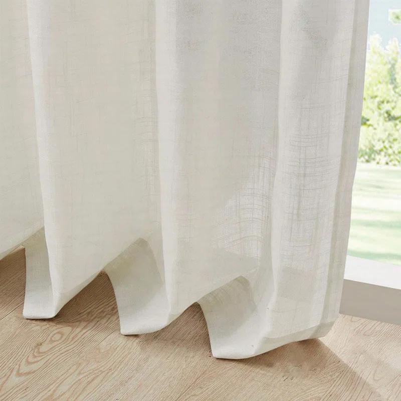 Madison Park Kyler White Linen Blend Light Filtering Curtain Panel Pair 52x84" (Set of 2)