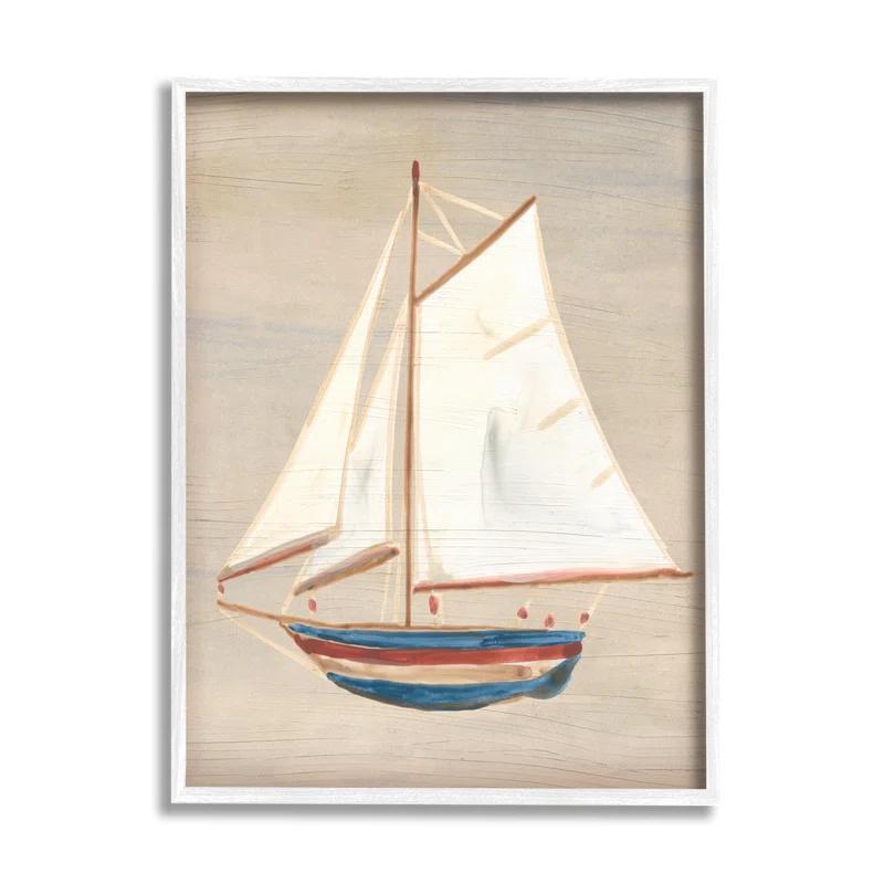 Stupell Industries Az-919-Framed " Blue And Red Sailboat " by June Erica Vess