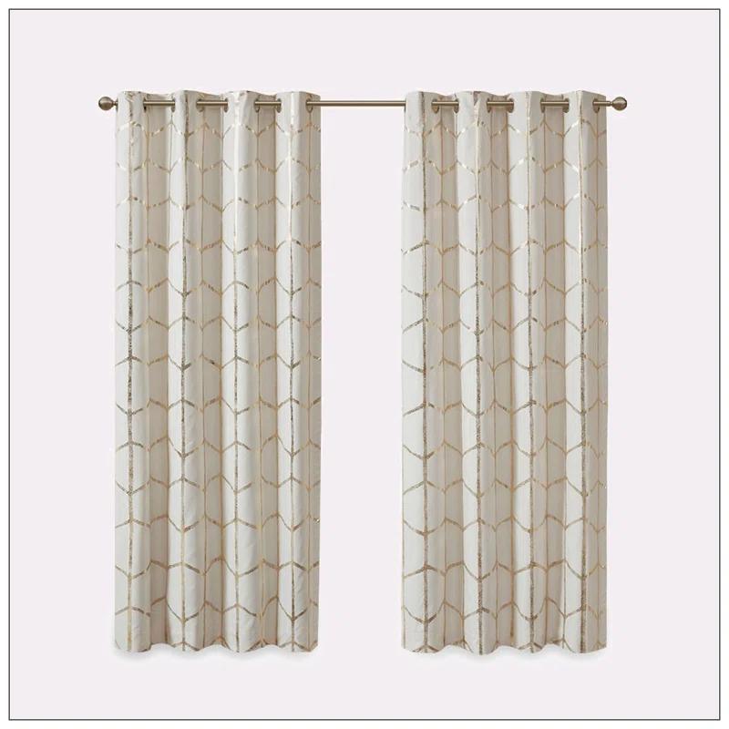 Everly Quinn Total Blackout Metallic Print Grommet Top Curtain Panel Pair (2 Pcs Window Panels)