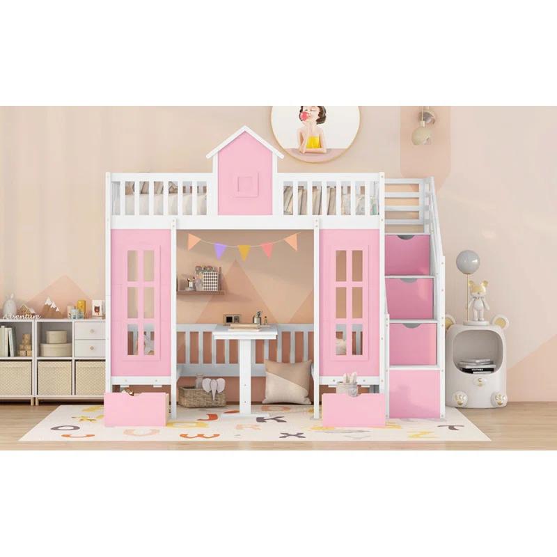 Galibens Bunk Bed With Changeable Table, Bunk Bed Turn Into Upper Bed And Down Desk