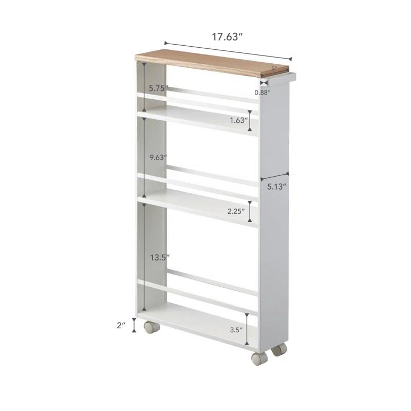Yamazaki Tower White Rolling Slim Storage Cart With Handle
