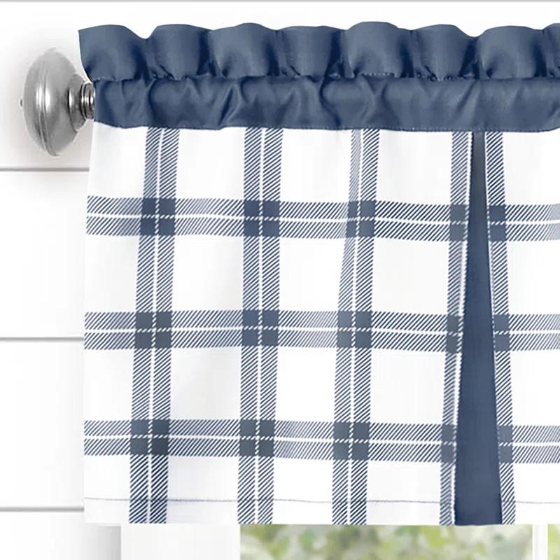 Achim Importing Co Plaid Tailored 58'' W Kitchen Curtain