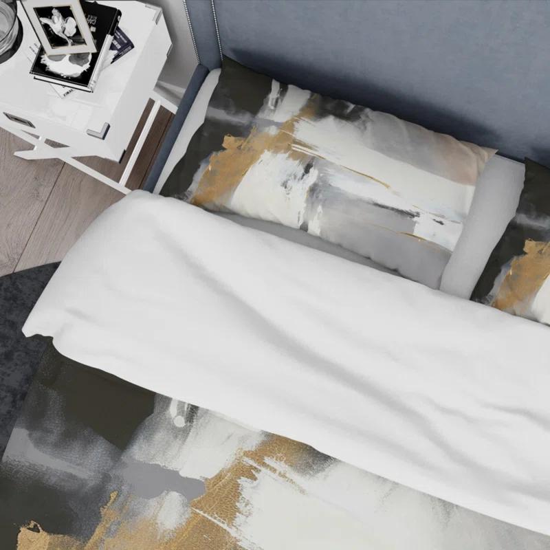 Design Art Black And Gold Harmony Of Marble VI - Abstract Marble Duvet Cover Set - Microfiber Polyester