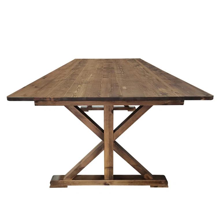 Flash Furniture Eternity Rectangular Solid Pine Farm Dining Table with Folding X-Style Legs