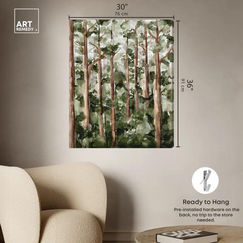 Art Remedy Wildy Forest Framed Landscape Watercolor Style 56937