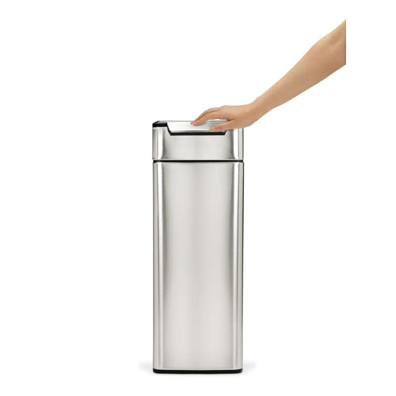 simplehuman 40 Liter / 10.6 Gallon Slim Touch-Bar Kitchen Trash Can, Brushed Stainless Steel