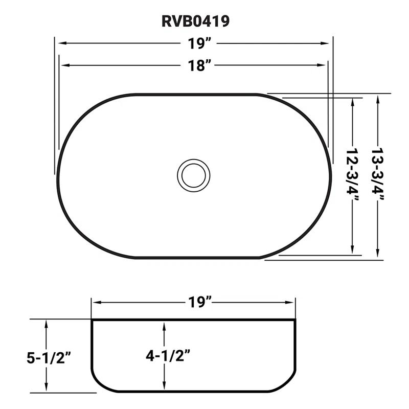 Ruvati RVB0419 Ruvati inch Bathroom Vessel Sink White Oval Above Counter Vanity Porcelain Ceramic