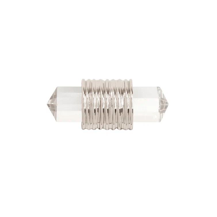 Polished Nickel and Glass T-Handle Knob with Mounting Hardware
