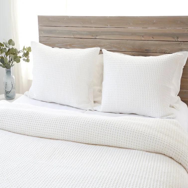 Zuma Cotton Waffle Weave Blanket by Pom Pom at Home - Cream / King