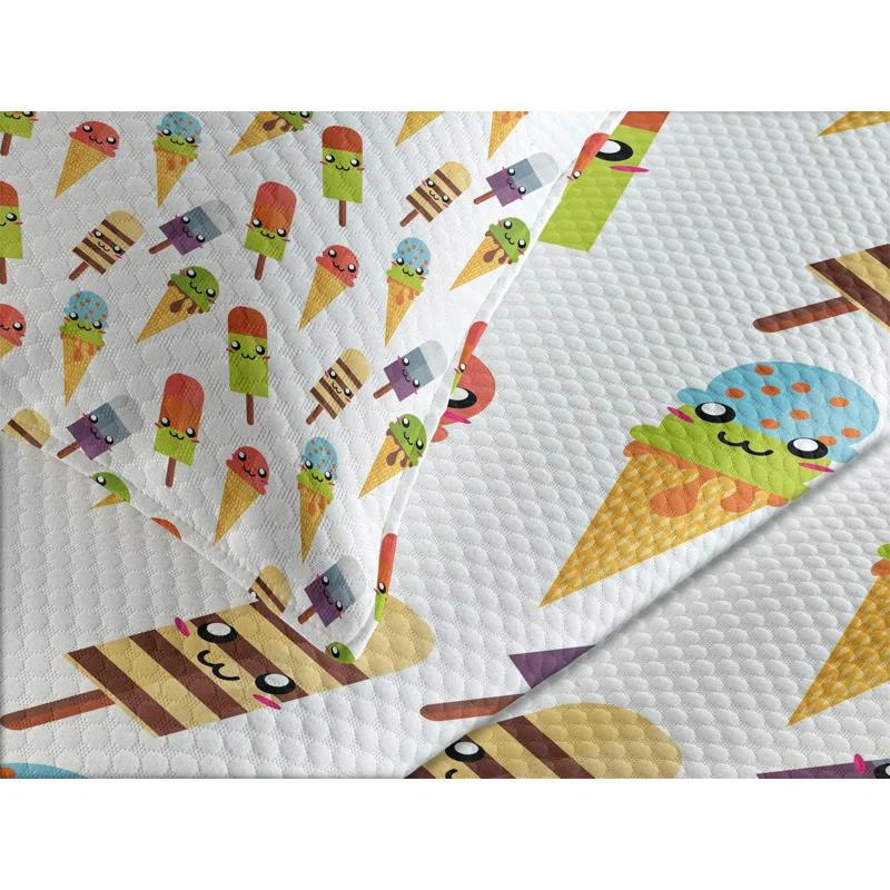 Ambesonne Ambesonne Ice Cream Bedspread Set Colorful Yummy Multicolor