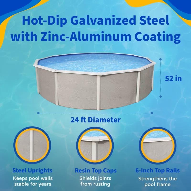 Blue Wave Products Belize Round 52-in Deep 6-in Top Rail Swimming Pool Package