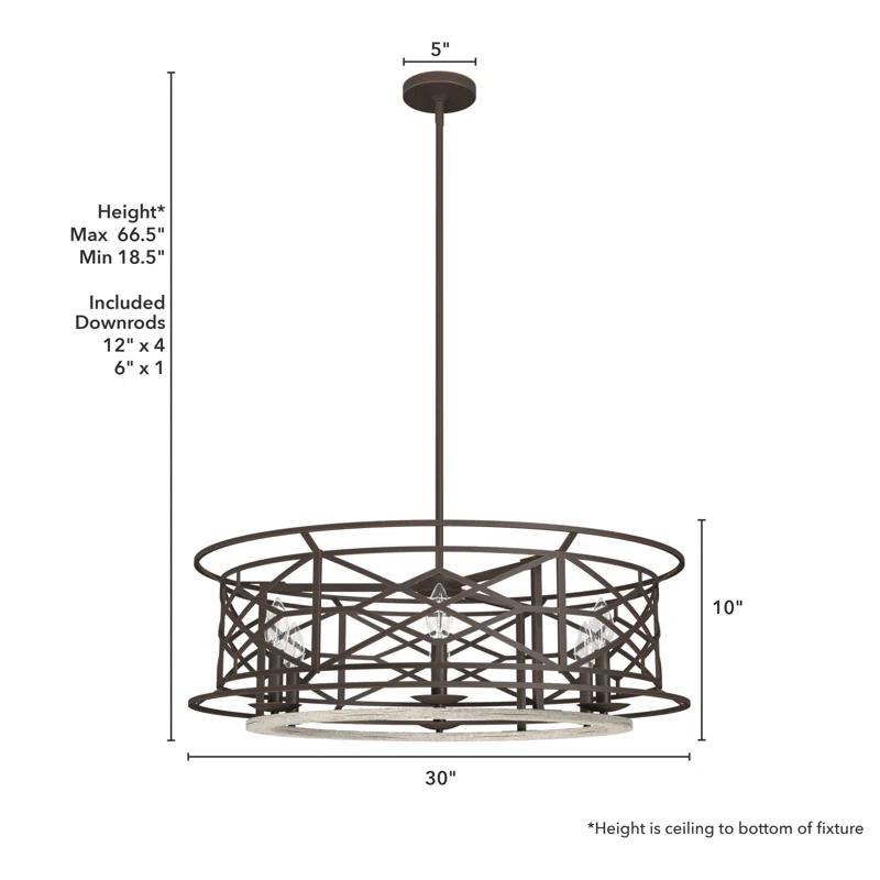 Hunter Fan Langwood 6 - Light Unique / Statement Drum Chandelier