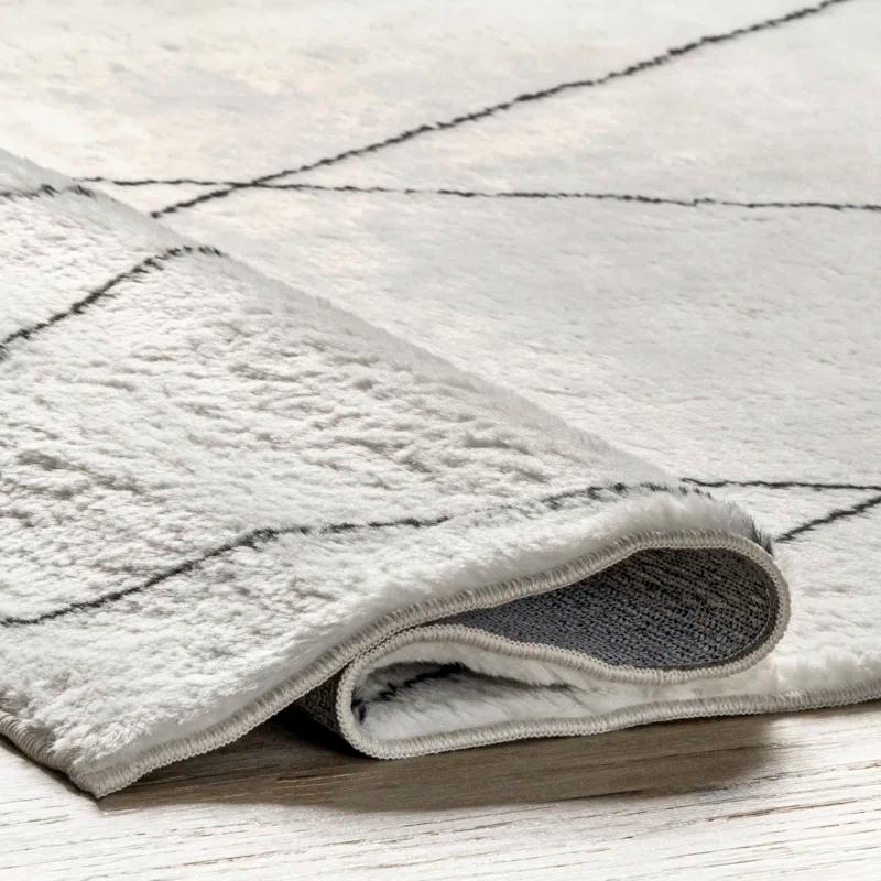 Loon Peak® Addy Trellis Machine Washable Shag Ivory Area Rug