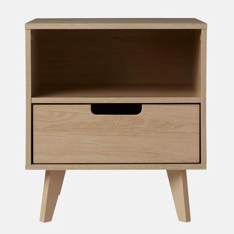 George Oliver Modern 1-Drawer Nightstand with Open Cubby - Riviera