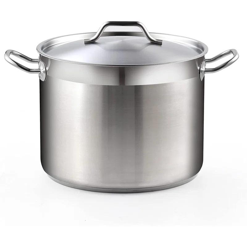 Extra Large Stainless Steel Stock Pot with Lid, Silver