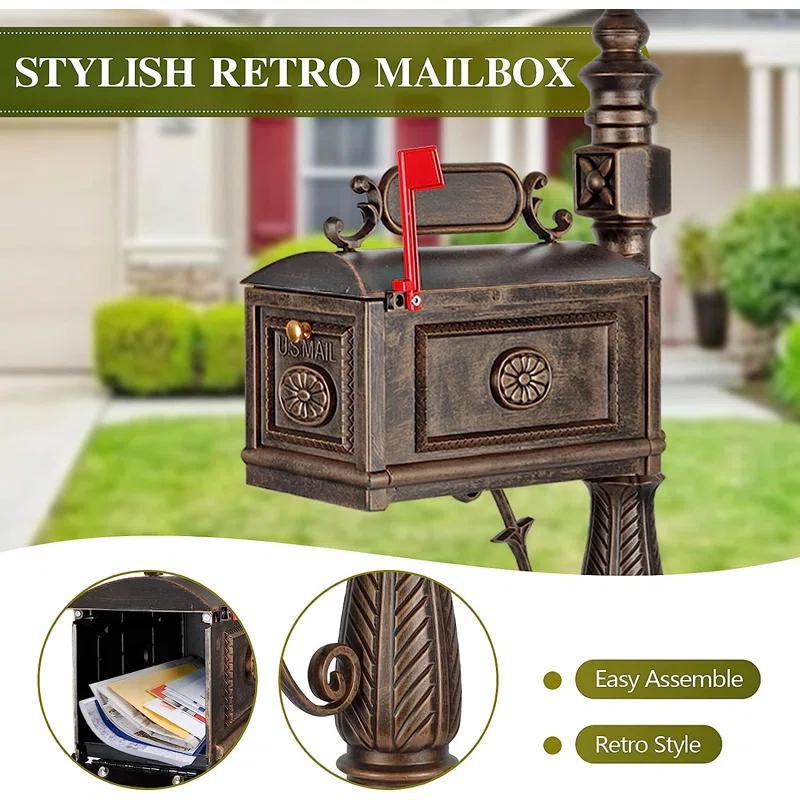 Polar Aurora Cast Aluminum Mailbox With Post Barcelona Decorative Modern Mail Box For Outside