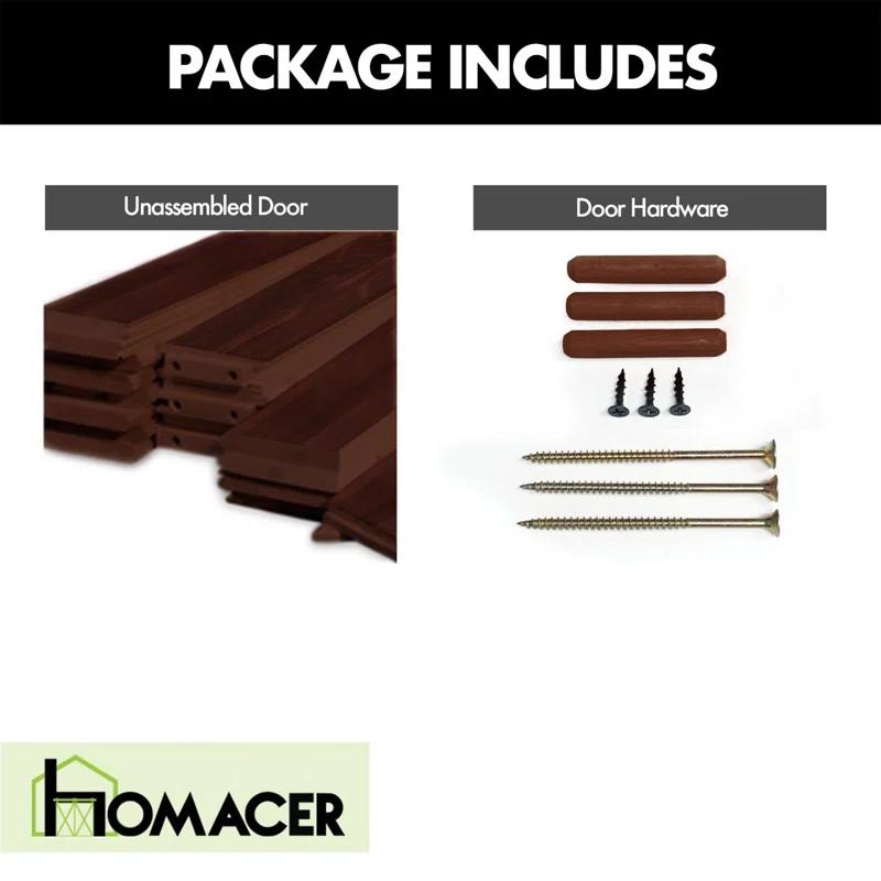 Homacer 84'' Solid Wood Semi-Gloss without Installation Hardware Kit Barn Door