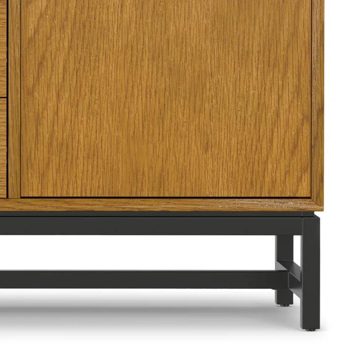Simpli Home Banting 60"W Solid Wood Industrial 2-Door Sideboard Buffet with 4 Center Drawers