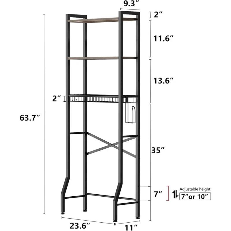 Over-The-Toilet Storage Rack, 3-Tier Bathroom Organizer Shelf Over Toilet With Shelf And Basket, Freestanding Space Saver Bathroom Shelves Above Toilet For Room