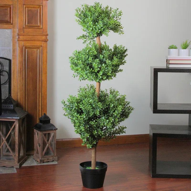 Northlight Seasonal 3.75' Potted Two-Tone Murraya Artificial Triple Ball Topiary Christmas Tree - Unlit