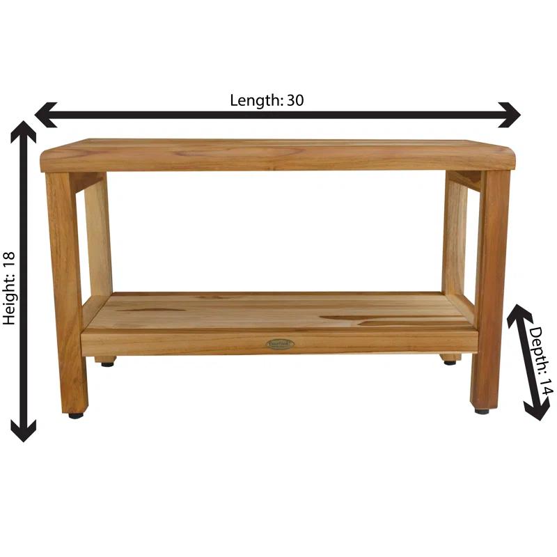 ZeaZu Rectangular Teak Shower Bench With Shelf