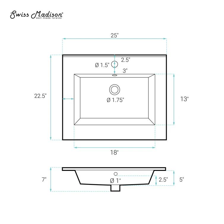Swiss Madison Voltaire 25" Single Bathroom Vanity Top
