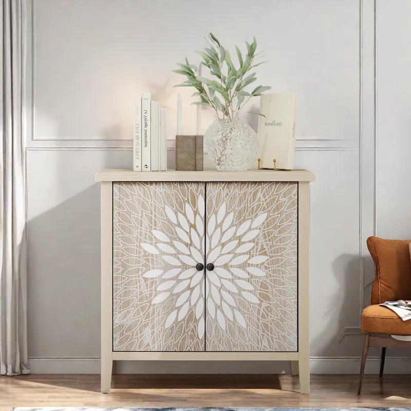 Alcott Hill® 2-door Accent Cabinet With An Adjustable Shelf And Exquisite Creative Carving