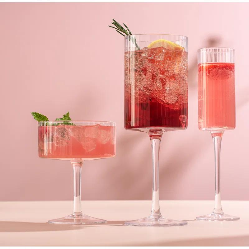 JoyJolt Elle Fluted Coupe Martini Glasses, 10oz (Set of 2)
