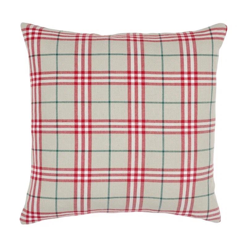 Plaid Feather Reversible Throw Pillow