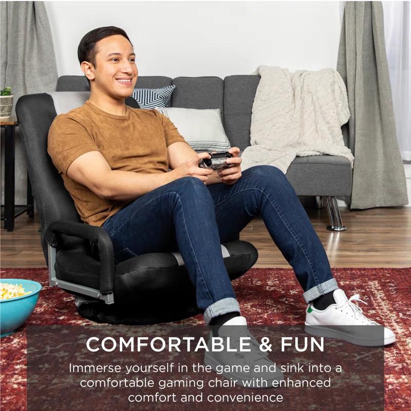 Trule Alba 360-Degree Swivel Gaming Floor Chair w/ Armrest Handles, Foldable Adjustable Back