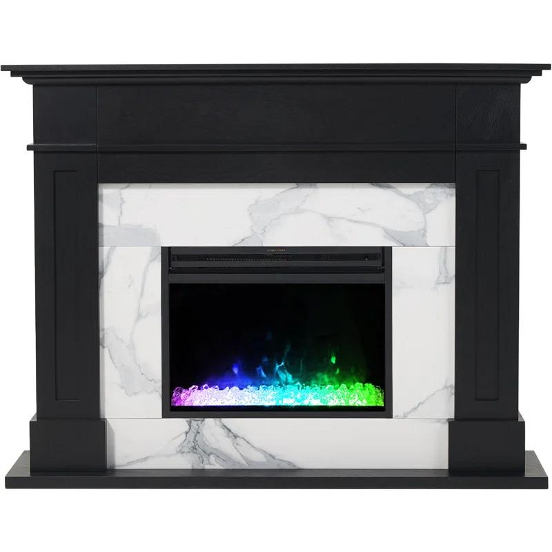 Cambridge Cambridge Sofia 53-in. Electric Fireplace Mantel in with Black Marble Inlay and Crystal Rocks