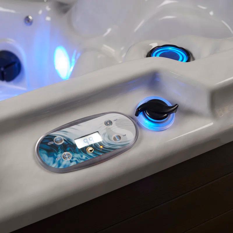 Grand Banks 5-Person 81-Jet Acrylic Lounger Hot Tub Spa, Stainless Steel Heater and Ozonator, Multi Color LED Lighting, Insulated Cover Included