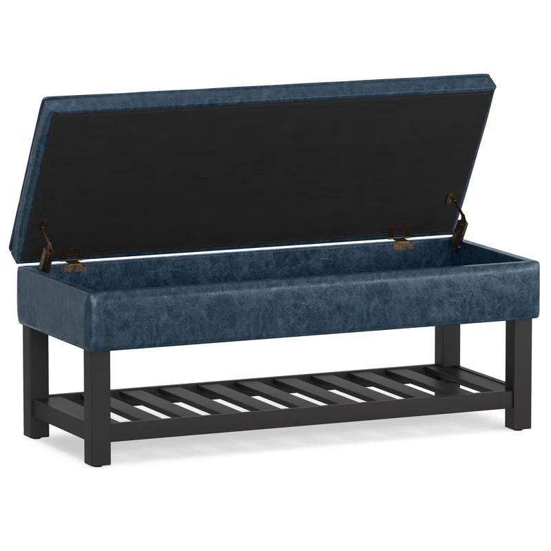Simpli Home Cosmopolitan 44"W Transitional Tufted Storage Ottoman Bench with Lift Top