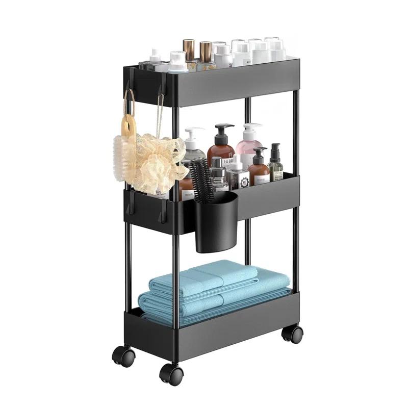 Anadea Slim Storage Cart With Wheels, Bathroom Cart Organizer Bathroom Storage Small, Rolling Cart For Bathroom, Laundry Room, Kitchen, Narrow Space