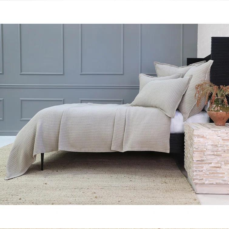 Chatham Cotton Matelasse Coverlet by Pom Pom at Home - Natural / King