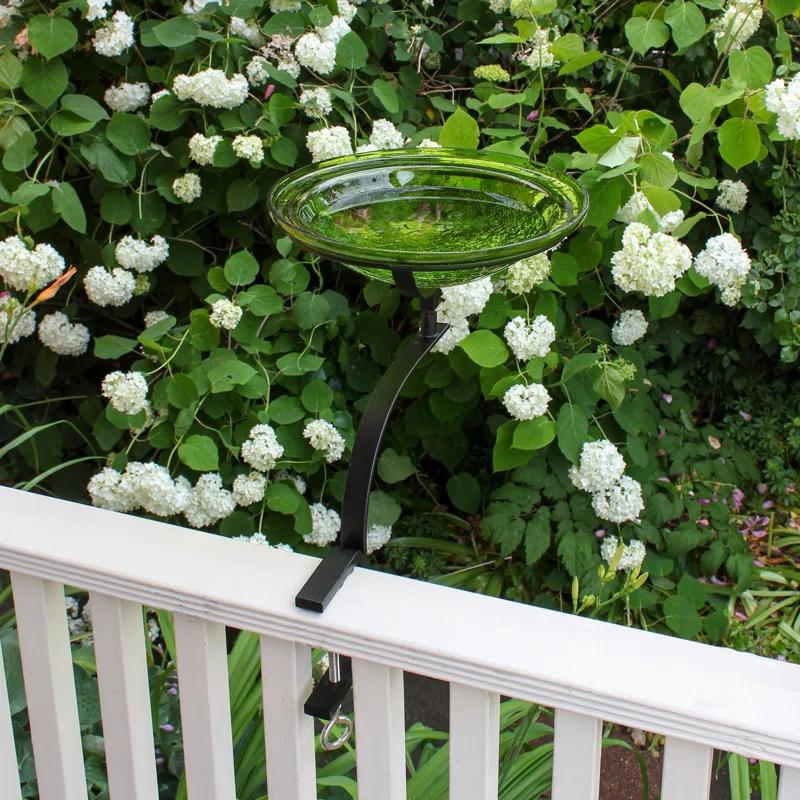 12 Inch Crackle Birdbath with Rail Mount Bracket