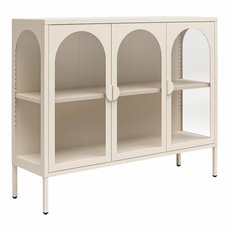 CosmoLiving by Cosmopolitan Chloe Metal Accent Cabinet With 3 Arched Glass Doors