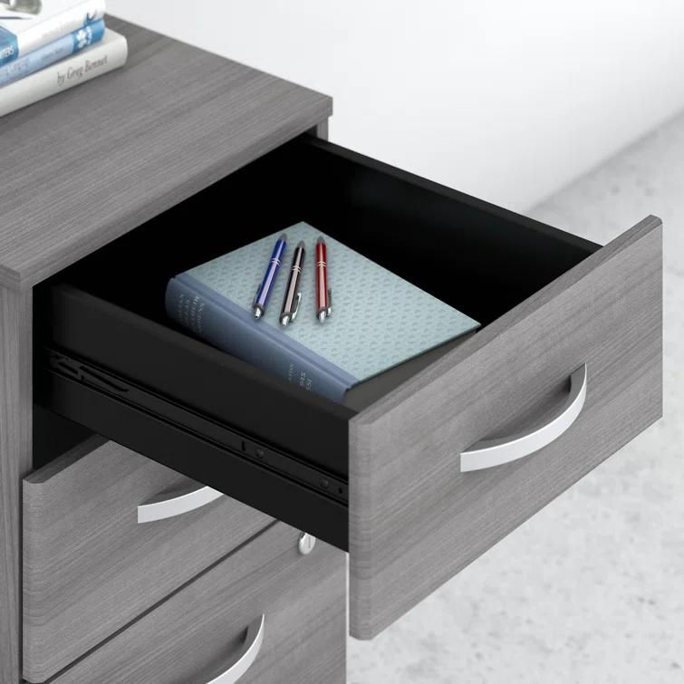 Bush Business Furniture Studio C 72W x 36D Bow Front Desk and Credenza with Mobile File Cabinets