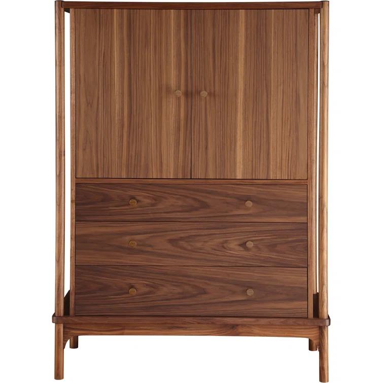 Walnut and Bamboo 45" Mid-Century Modern Gentleman's Chest