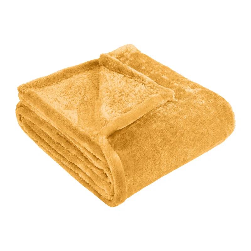 Superior Solid Polyester Reversible All-Season Fleece Throws Blanket