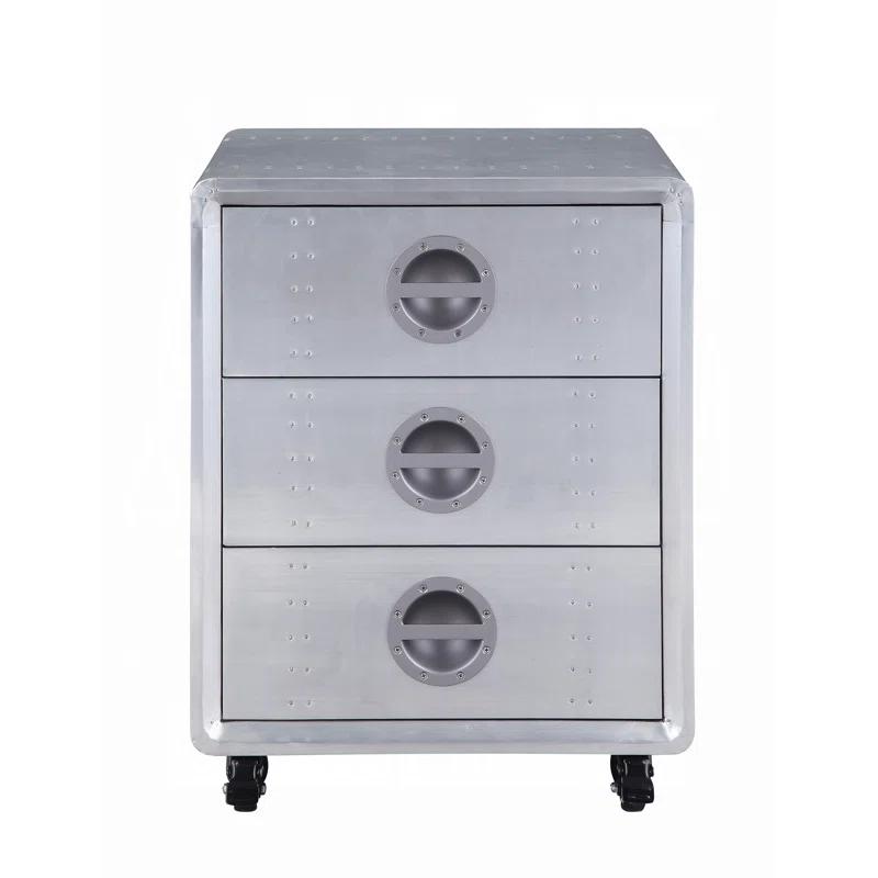 ACME Furniture Brancaster 3-Drawer Cabinet in Aluminum