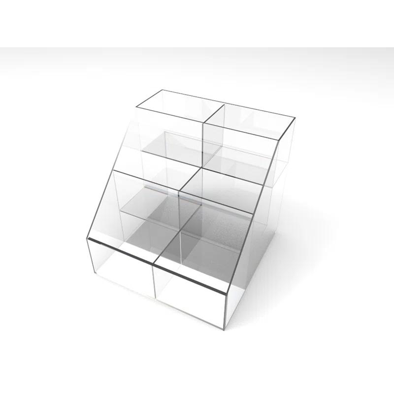 Clear Acrylic 3-Tier 6 Bin Display Rack