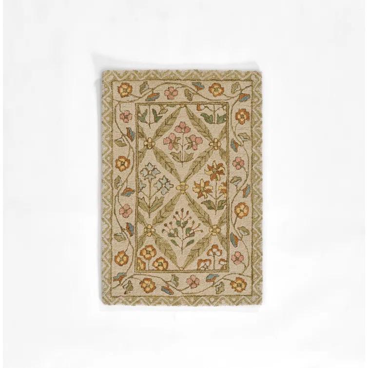 Handmade Tufted Blue Wool and Viscose Floral 8' x 10' Area Rug