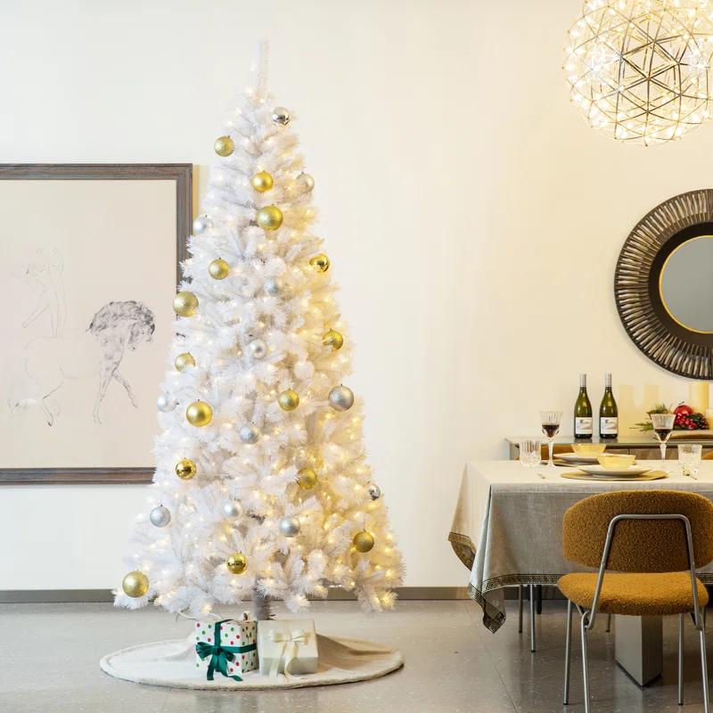 Glitzhome Solid Color Faux Fur Tree Skirt