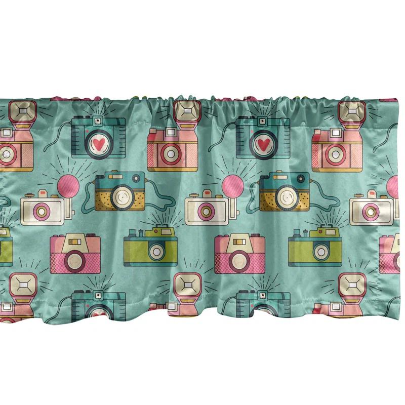Ambesonne Ambesonne Teal Valance Pack of 2 Drawing 54" White Teal