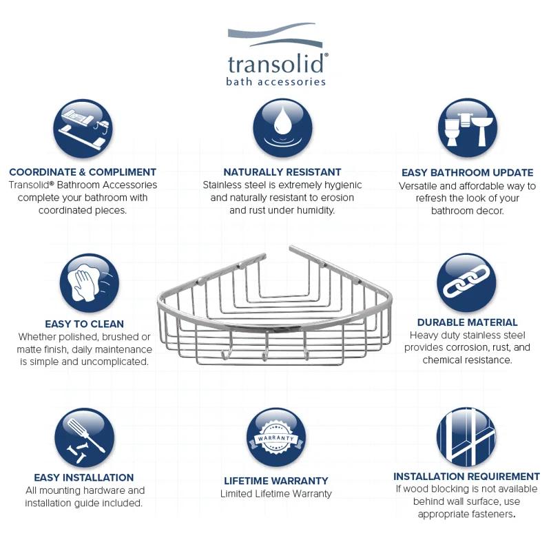 Transolid Drill / Screw Stainless Steel Shower Basket
