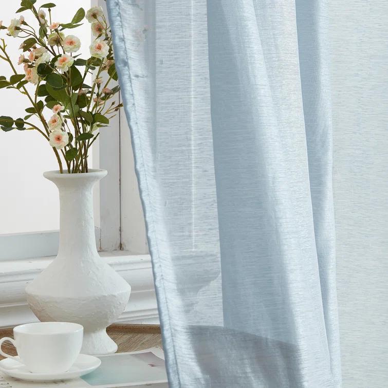 Ebern Designs Lauren Polyester Semi Sheer Curtain Pair (Set of 2)