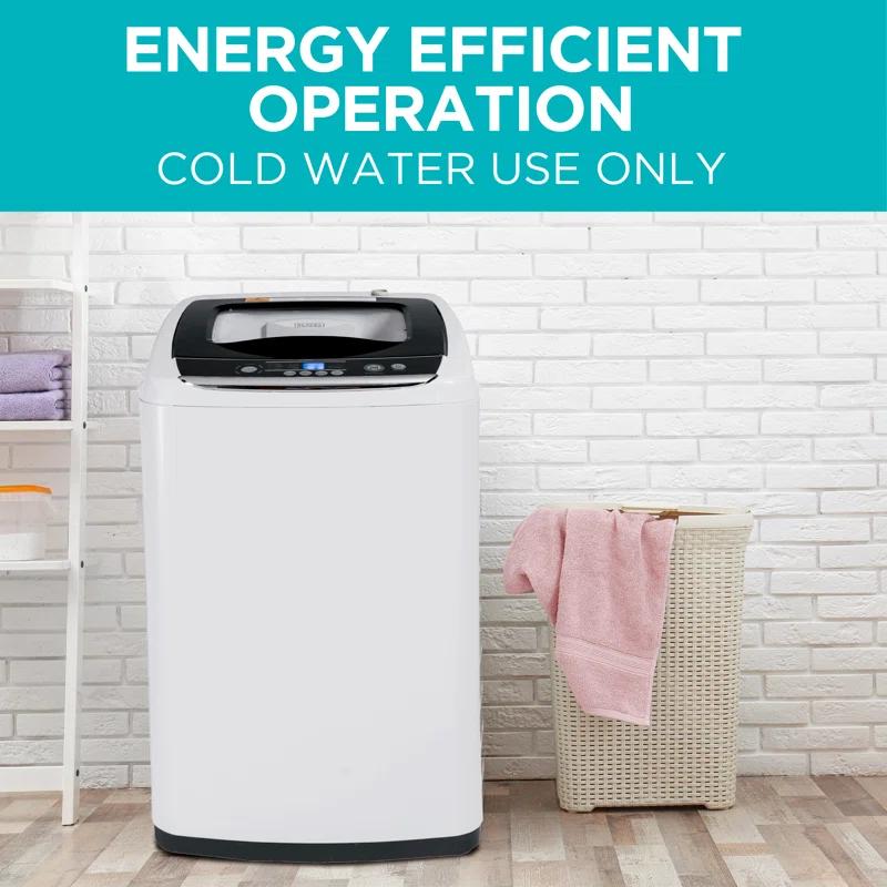 BLACK+DECKER Small Portable Washer, Washing Machine for Household Use, 0.9 Cu. Ft. with 5 Cycles, Transparent Lid & LED Display