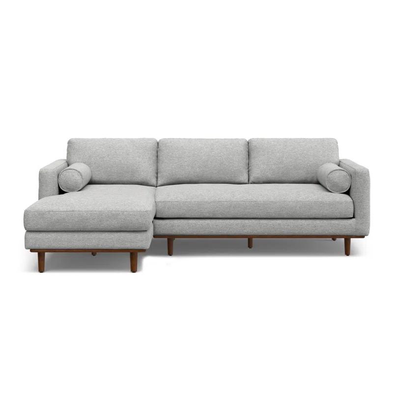 Simpli Home Morrison Large Left Sectional Sofa,Mid-Century Modern Couch with Chaise Lounge and Eco-Friendly Woven-Blend Fabric