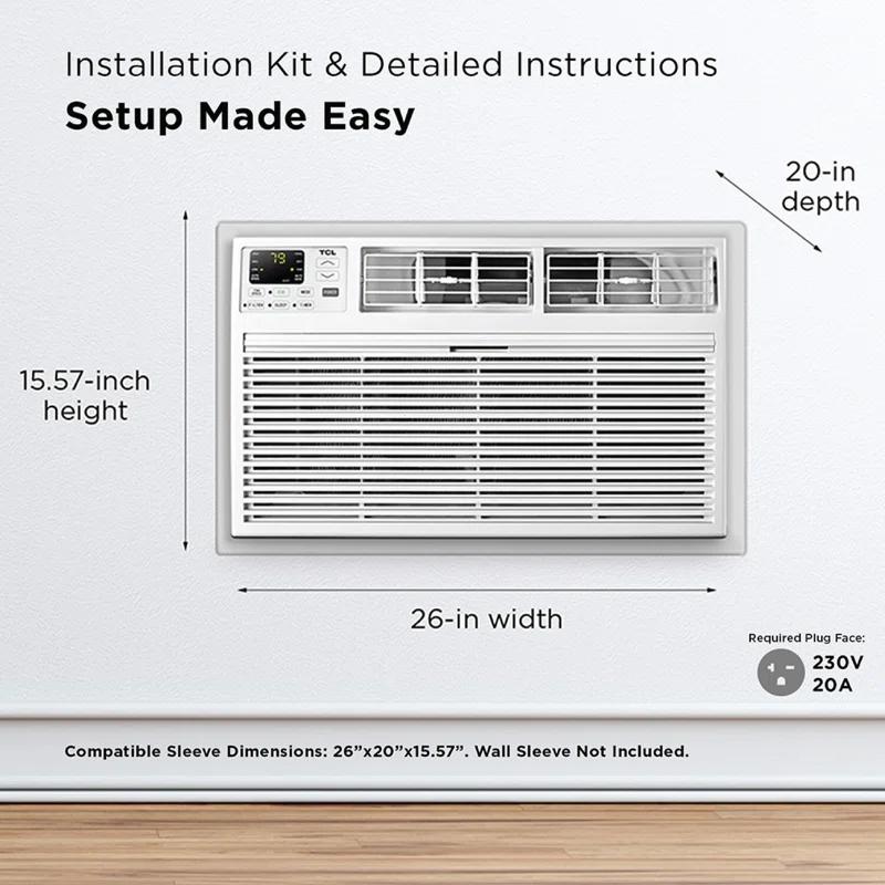TCL TCL 12,000 BTU Smart Through-the-Wall Air Conditioner, AC Heater Unit with Fan & Dehumidifier, 550 Sq. Ft., Remote Control, Works with Alexa/Google Assistant